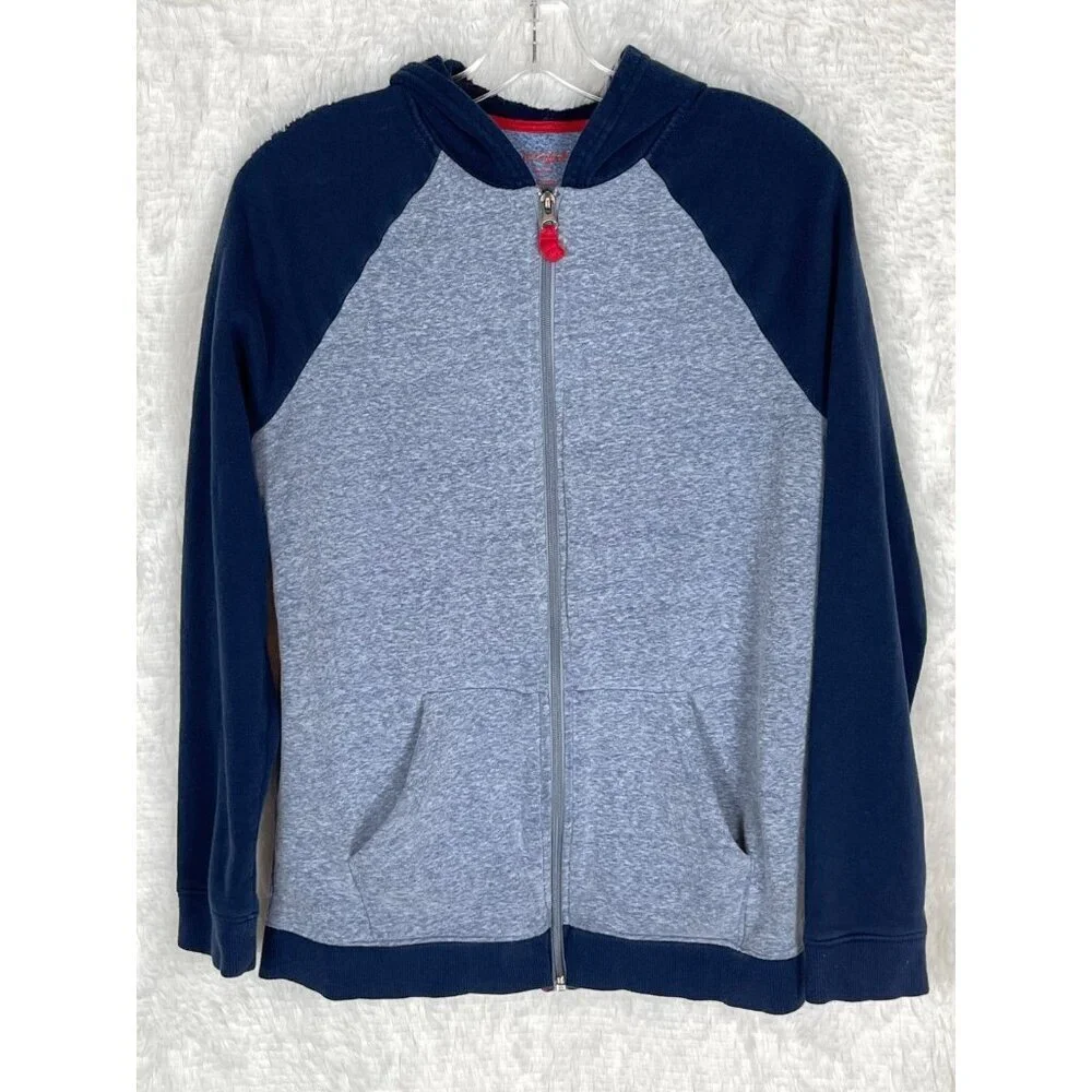 Cat & Jack Boys XL (16) Zip Up Hoodie Dark Blue Light Blue